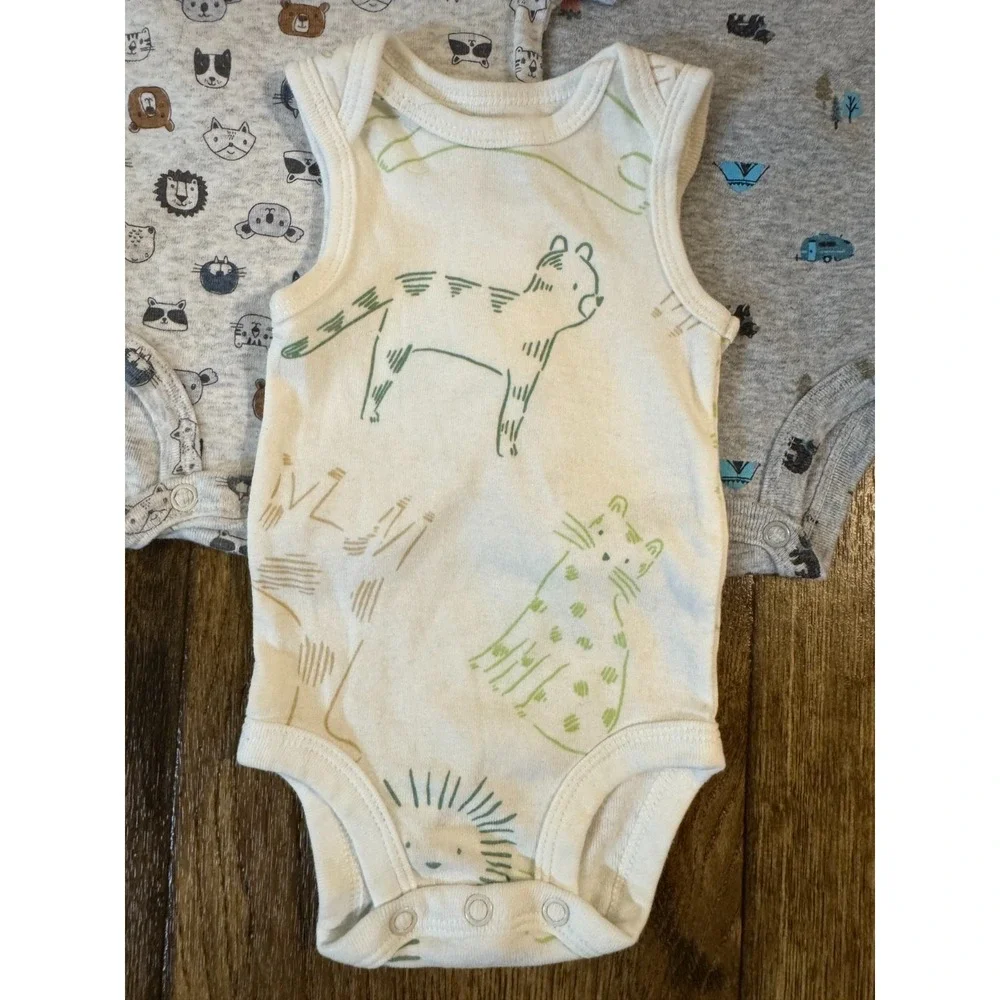 Carters Baby Newborn Short Sleeved Boys Bodysuits Shirts Romper Clothes Lot of 5